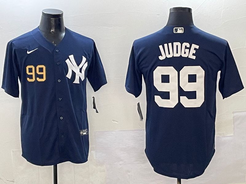 Men New York Yankees 99 Judge Drak Blue Game 2025 Nike MLB Jersey style 8